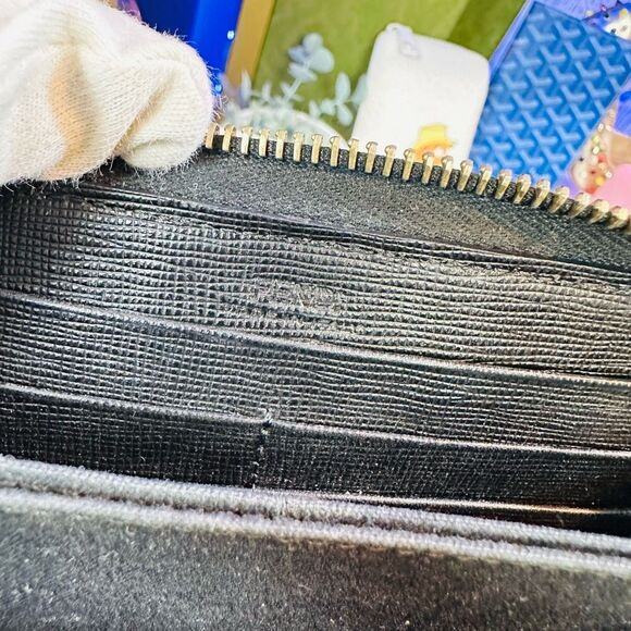 Fendi Black Monster Leather Gold Studded Zip Around Wallet - Picture 10 of 12